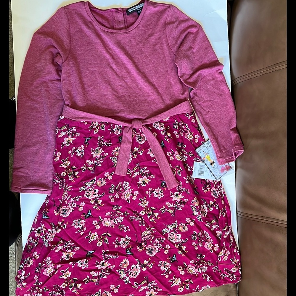 Three pink hearts Girls Burgundy L Casual Dress